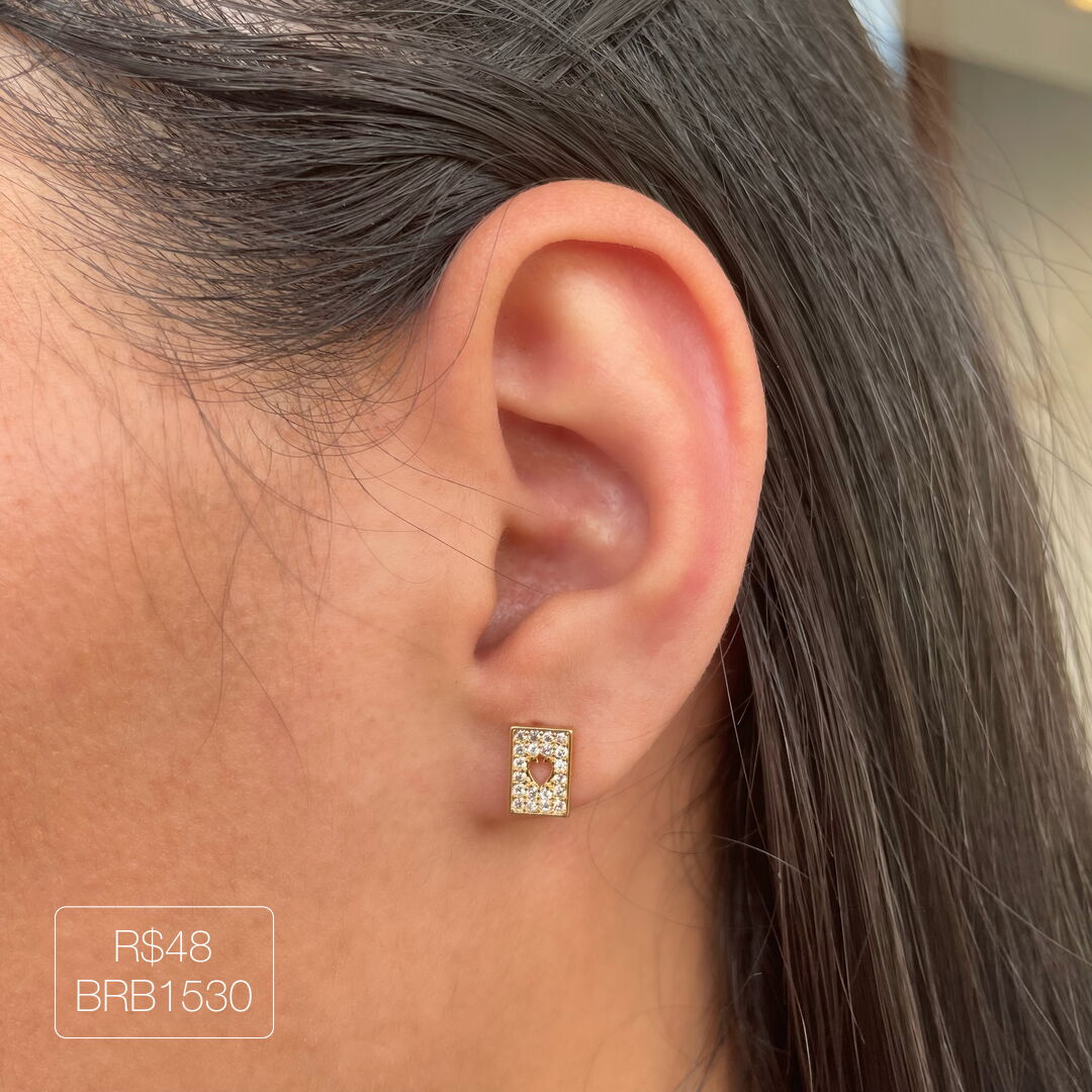 Brinco Carta de Espadas Cristal Dourado